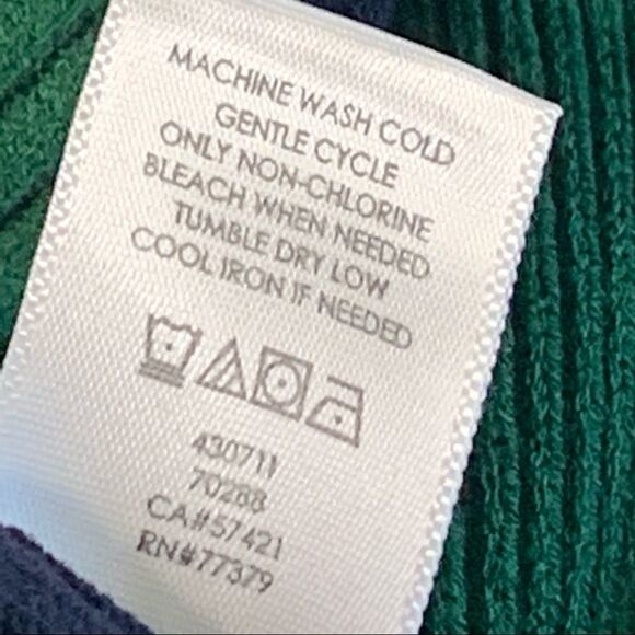 Ann Taylor Green & Blue Ruffle Cuffs Long Sleeve Rib Knit Peplum Sweater - Picture 4 of 10